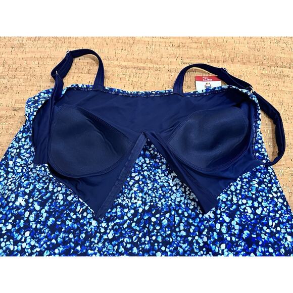 Lands' End XL Women's Zip Front Adjustable Straps Swim Dress - Picture 2 of 7